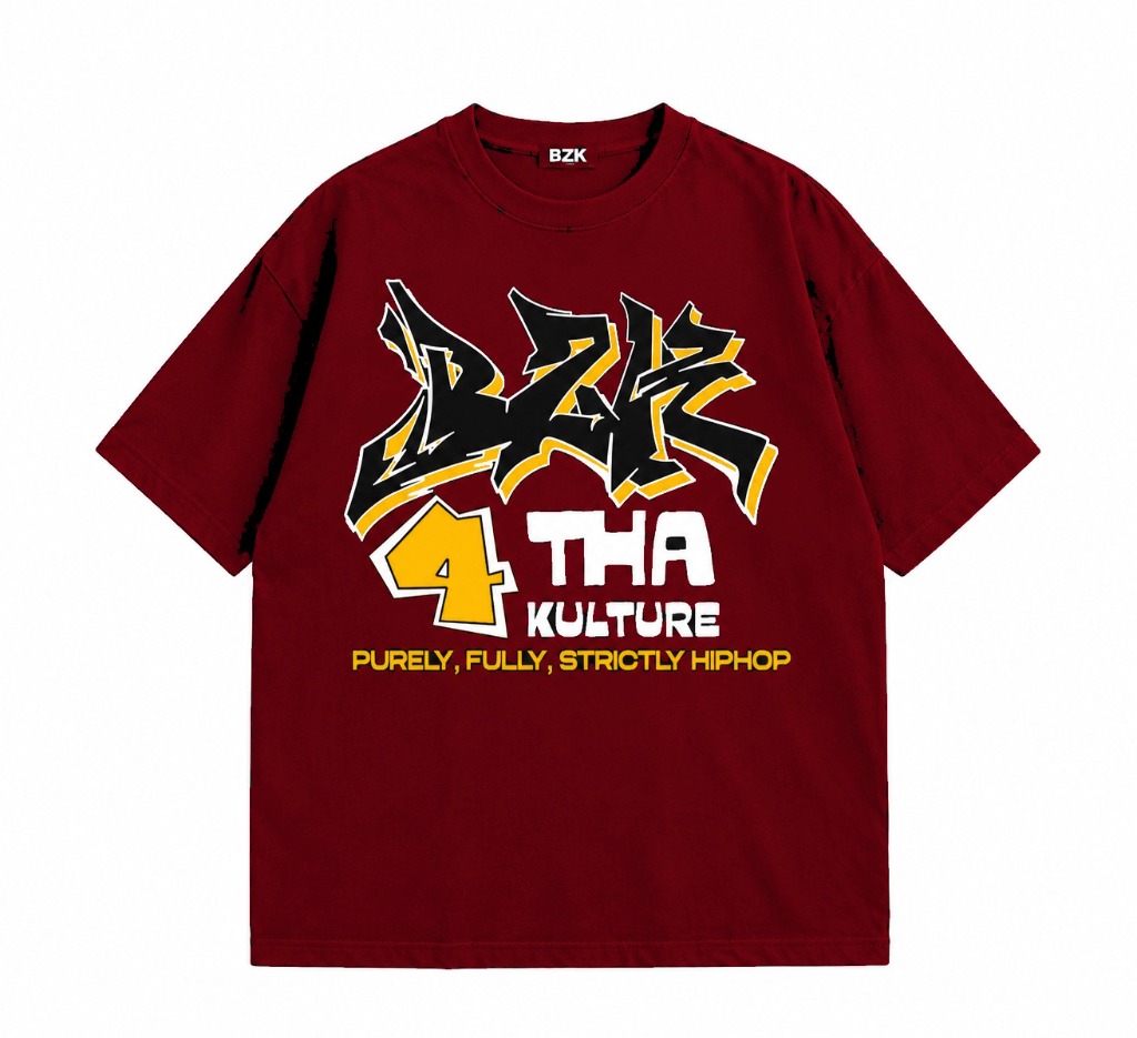 BZK 4 Tha Kulture Tee — Burgundy Maroon